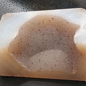 Polished Agate Druzy Quartz Geode Stone Black Inclusions unique natural specimen